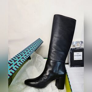 Classic Tall Black Leather Tory Burch Women's Boots Size 8